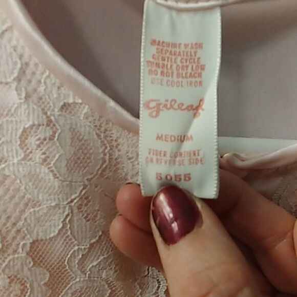 Vtg 60s Gilead Pink Nylon Nightie Robe Sleep Set - Picture 6 of 8